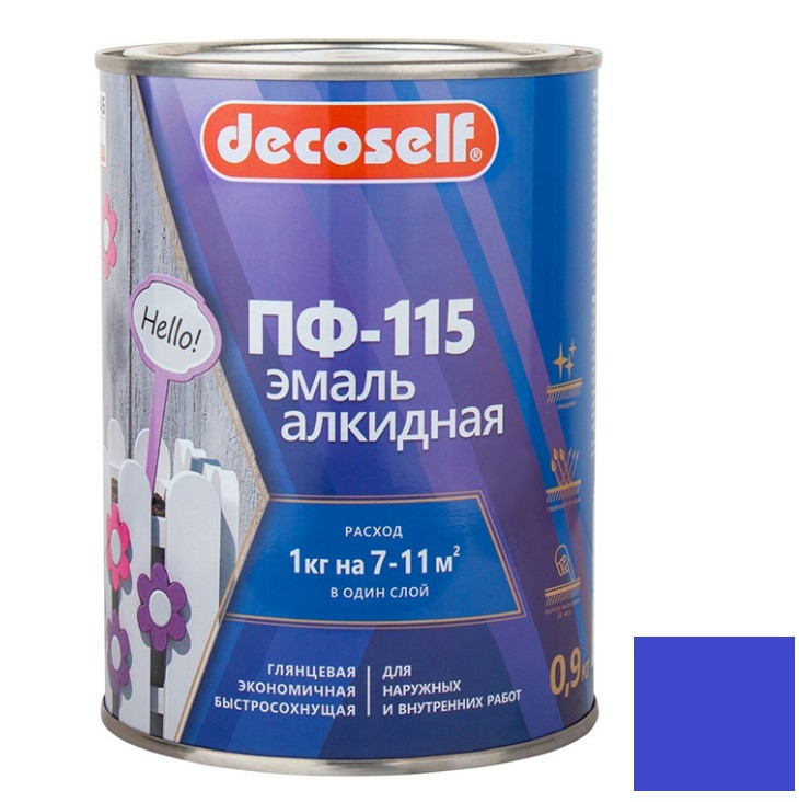 Эмаль Pufas Decoself  ПФ-115 синяя 0,9 кг/0,67 л