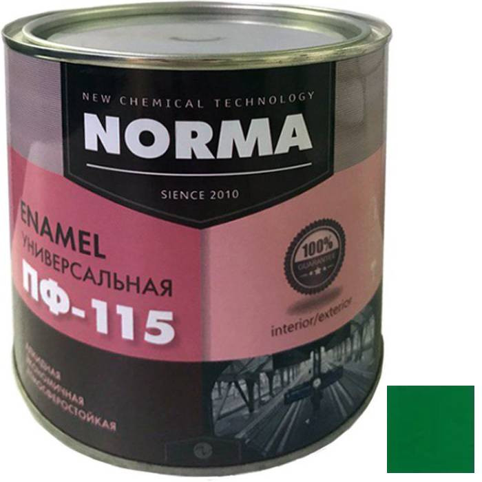 Эмаль универсальная Novocolor ПФ-115 Norma зеленая литография 1,9 кг