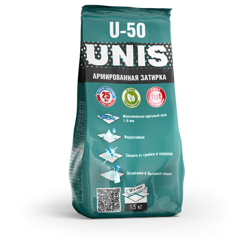 ЮНИС Затирка эластичная U-50 серебро С12, 1,5 кг