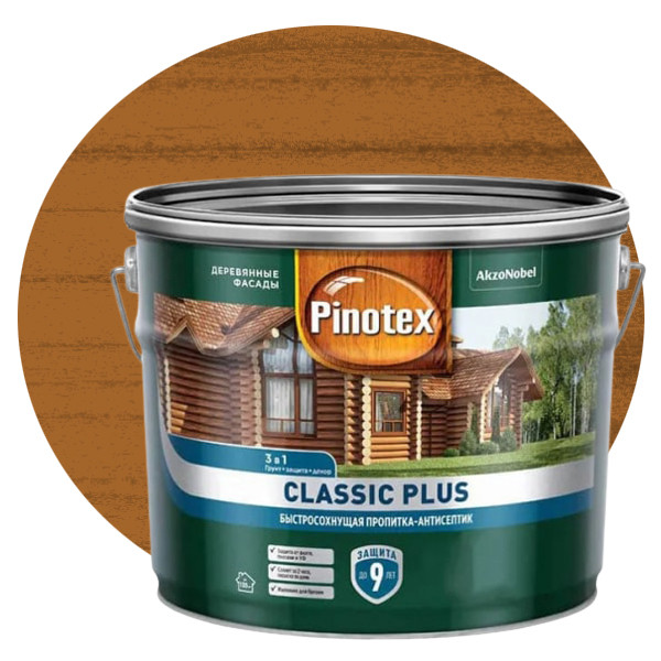 Пропитка для древесины 3 в 1 Pinotex Classic Plus 5479756 лиственница 9 л