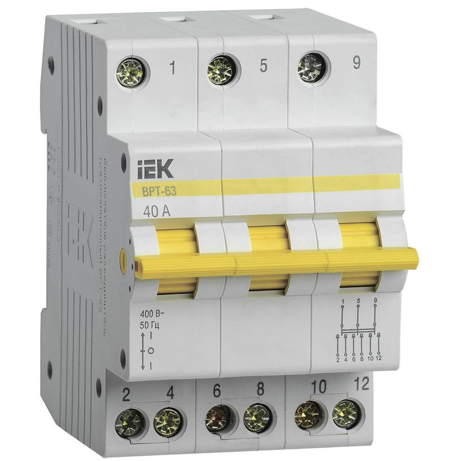 Выключатель-разъединитель трехпозиционный IEK ВРТ-63 MPR10-3-040 3п 40А