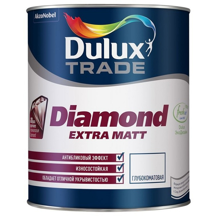 Краска Dulux Trade Diamond Extra Matt глубокоматовая база BW 4,5 л
