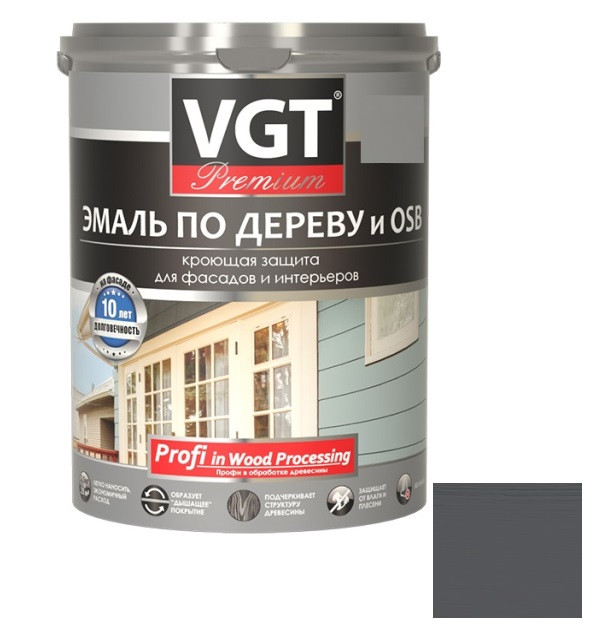 Эмаль по дереву VGT Профи графитовая RAL 7024 1 кг