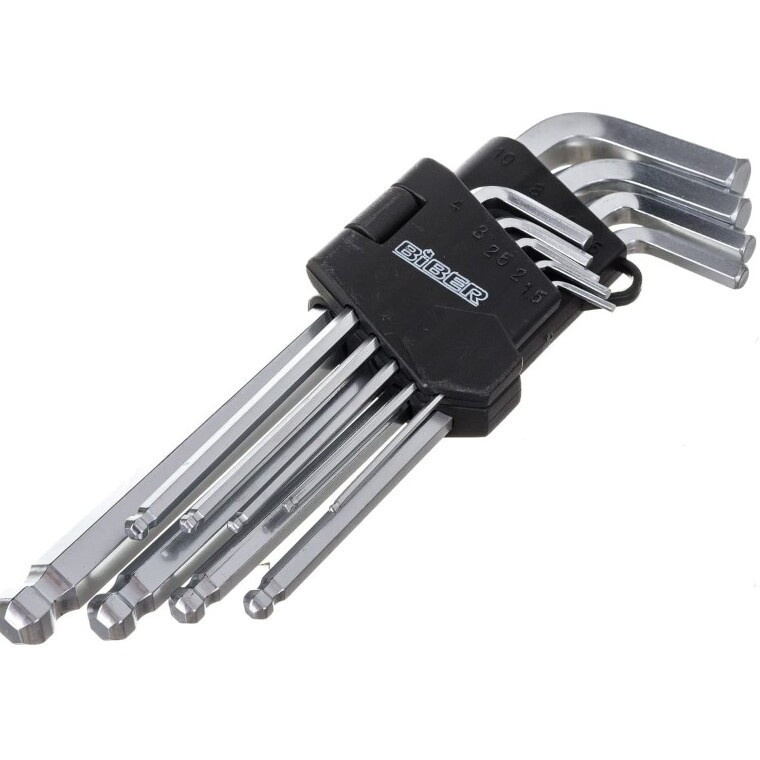 Набор ключей имбусовых Biber 90505 1,5-10 мм 9 шт средние с шариком