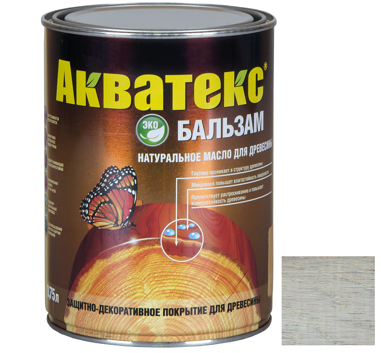 Масло натуральное для древесины Акватекс Бальзам Иней 0,75 л