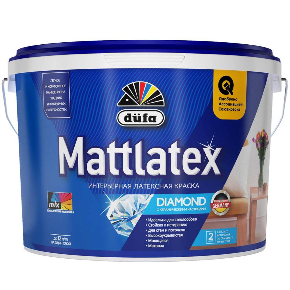 Краска латексная Dufa Mattlatex D100 матовая белая 0,9 л