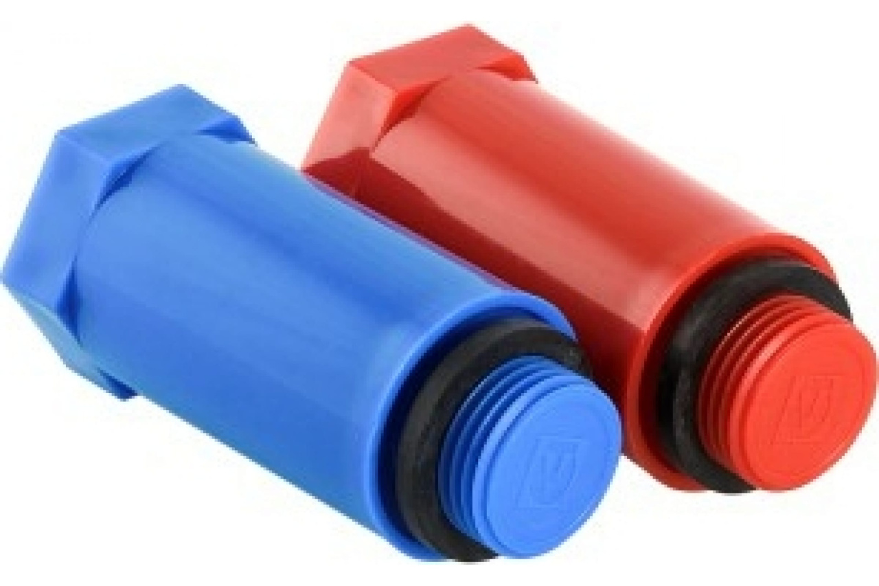 Комплект длинных полипропиленновых пробок с резьбой 1/2" красная+синяя