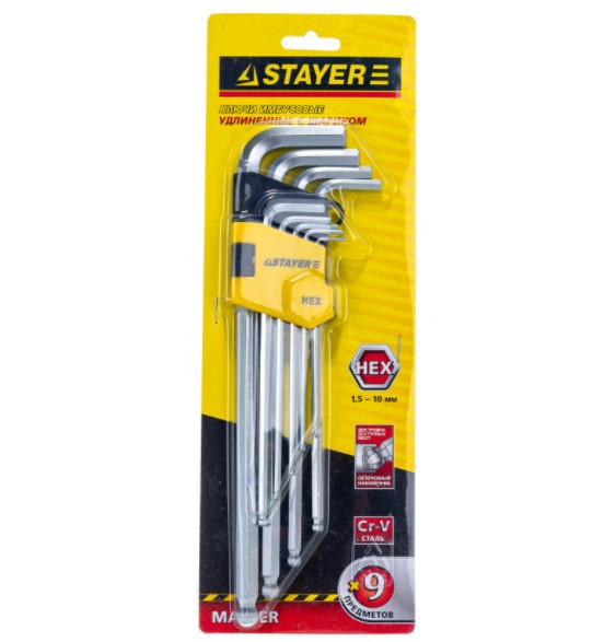 Набор имбусовых ключей Stayer Master 2741-H9-2 1,5-10мм 9 шт