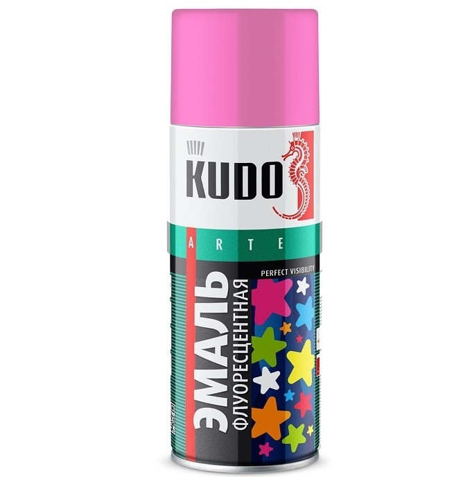 Эмаль аэрозольная флуоресцентная Kudo KU-1207 розовая 520 мл
