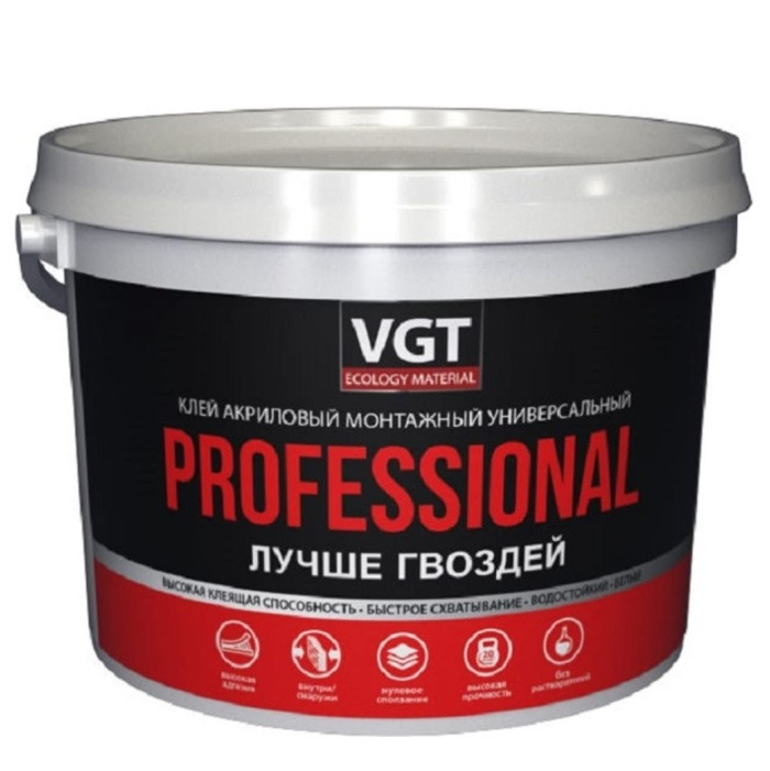 Клей акриловый монтажный VGT Professional универсальный белый 3 кг