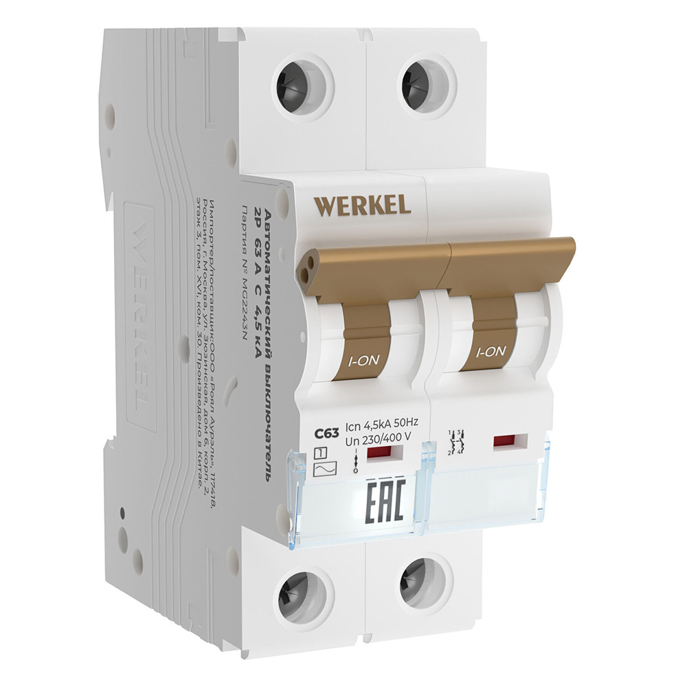 Выключатель автоматический Werkel W902P634 a062500 2P 63A C 4,5 кА
