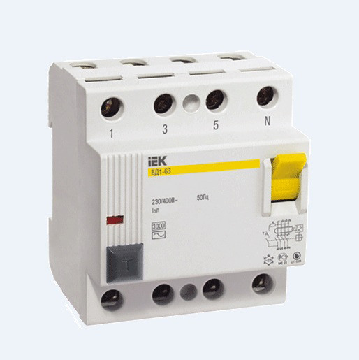 Автоматический выключатель дифференциального тока IEK ВД1-63 4P 16А 30мА