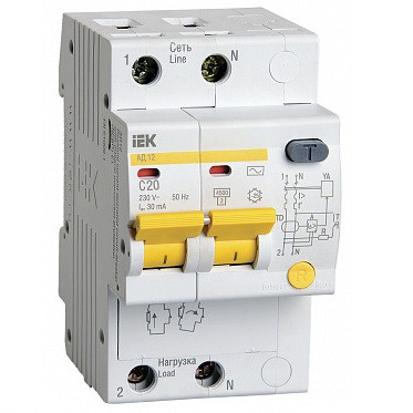 Автоматический выключатель дифференциального тока IEK АД12 2Р MAD10-2-020-C-030