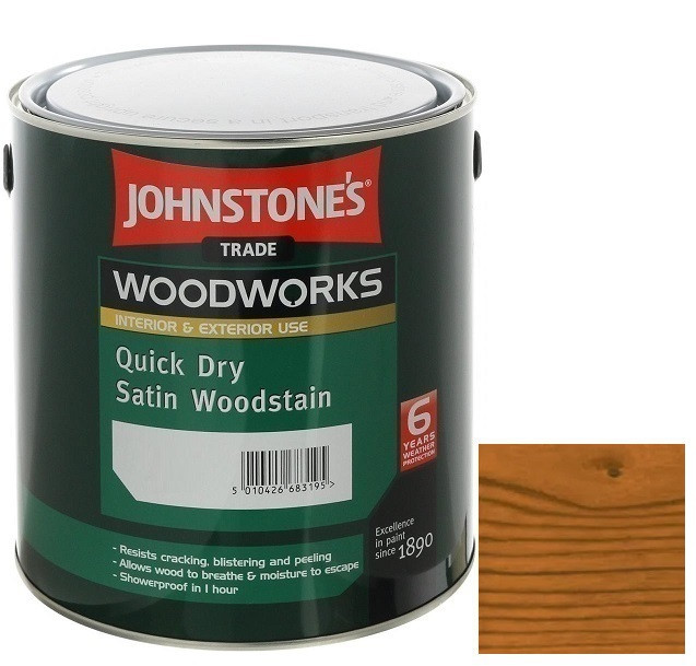 Пропитка для древесины Johnstones Quick Dry Satin Woodstain Светлый дуб 2,5 л