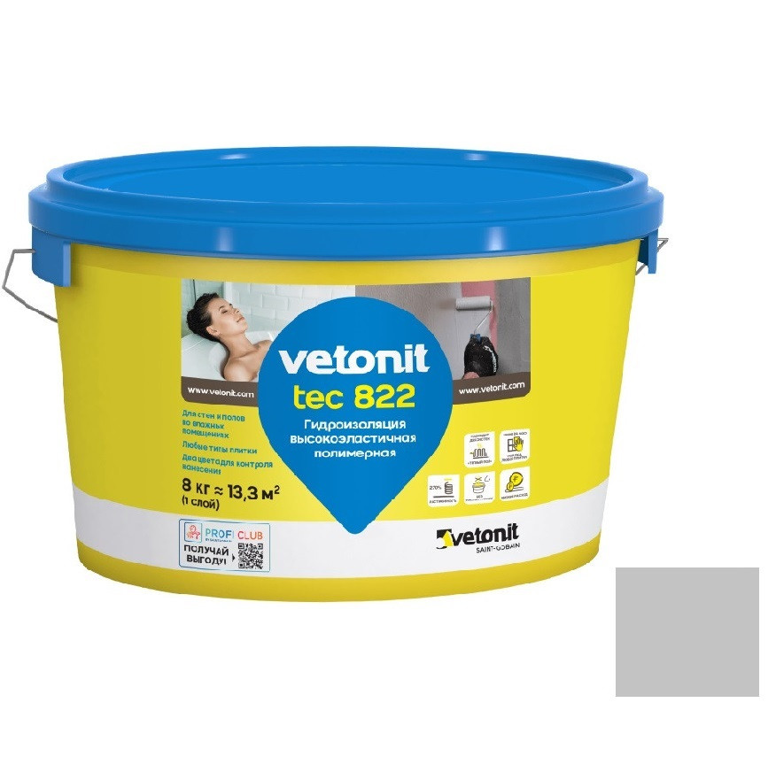 Гидроизоляционная мастика Vetonit Tec 822 серая 4 кг