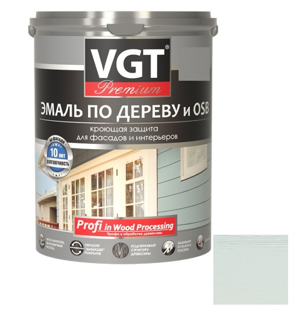 Эмаль по дереву VGT Профи стальной серый 1 кг