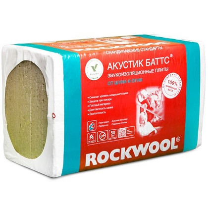 Базальтовая вата Rockwool Акустик Баттс 1000х600х75 мм 8 штук в упаковке