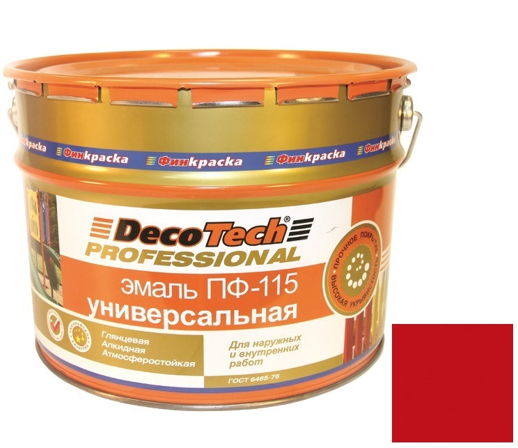 Эмаль DecoTech Professional ПФ-115 Ral 3020 ярко-красная глянцевая 10 кг