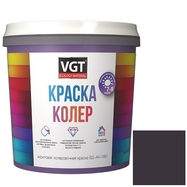 Колер-краска VGT ВД-АК-1180 черная 36 кг