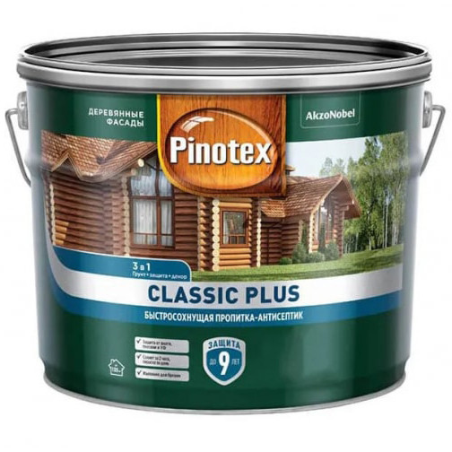 Пропитка для древесины 3 в 1 Pinotex Classic Plus 5479039 бесцветная 9 л