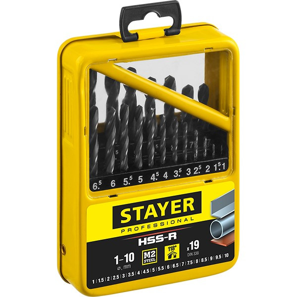 Набор сверл по металлу Stayer Professional 29602-H19-M_z01 1-10 мм 19 шт