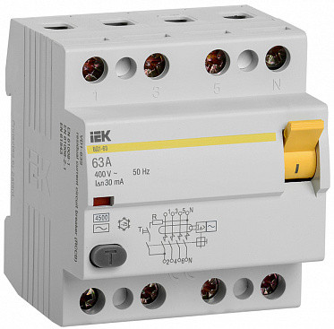 Автоматический выключатель дифференциального тока IEK MDV10-4-100-030 ВД1-63 4Р 100А 30мА