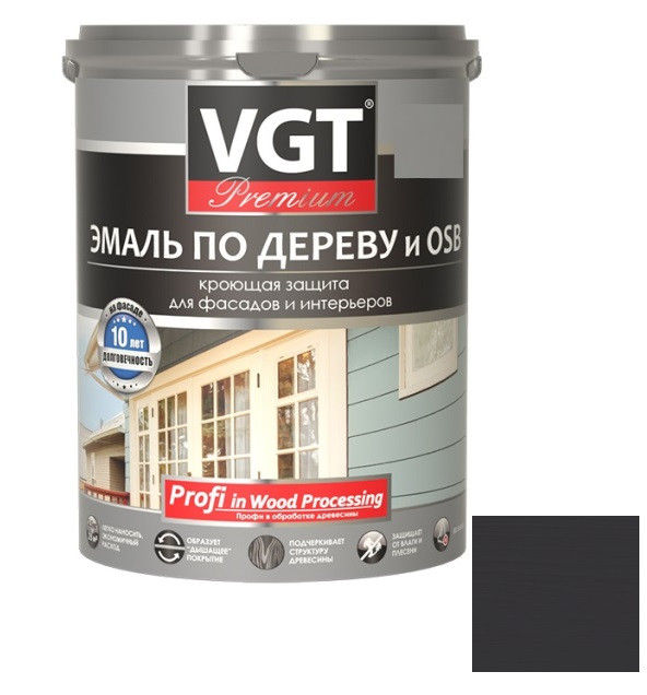 Эмаль по дереву VGT Профи черная 2,5 кг