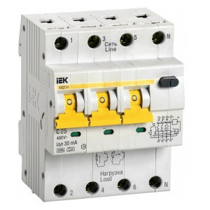 Автоматический выключатель дифференциального тока IEK АВДТ34 C25 MAD22-6-025-C-30