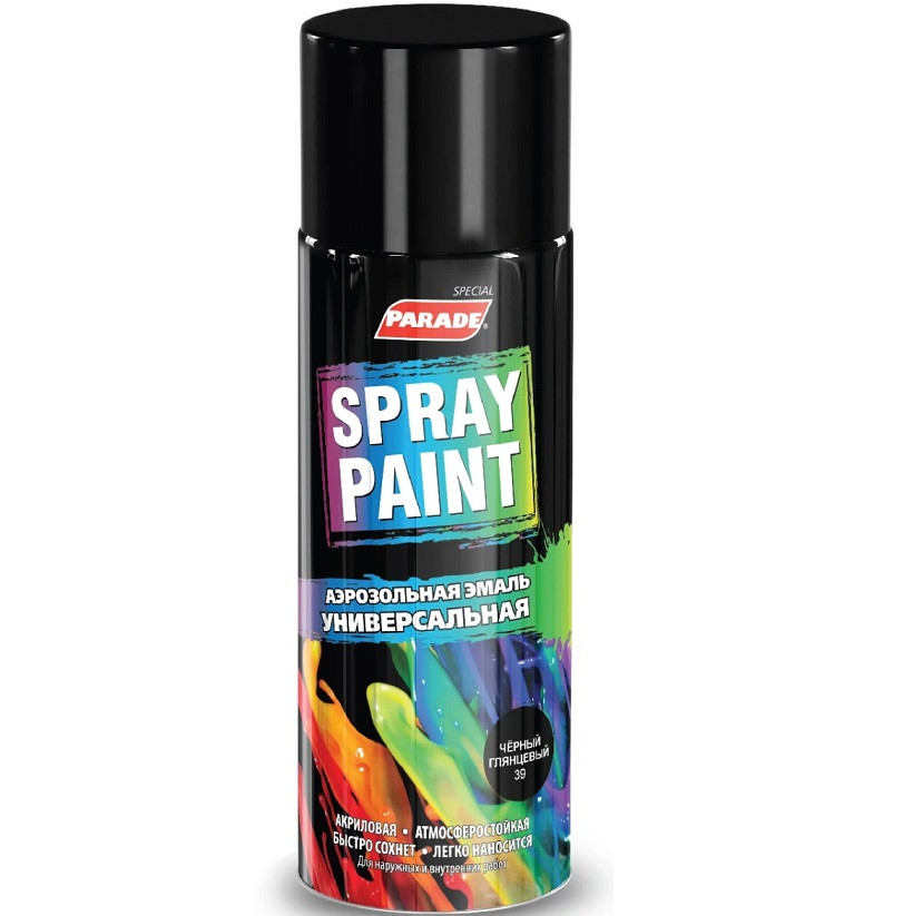 Краска аэрозольная Parade Spray Paint 9005 черная глянцевая 400 мл