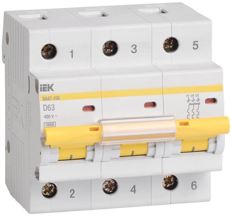 Автоматический выключатель IEK MVA40-3-100-D ВА47-100 3P