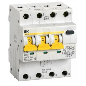 Автоматический выключатель дифференциального тока IEK АВДТ34 C32 MAD22-6-032-C-30