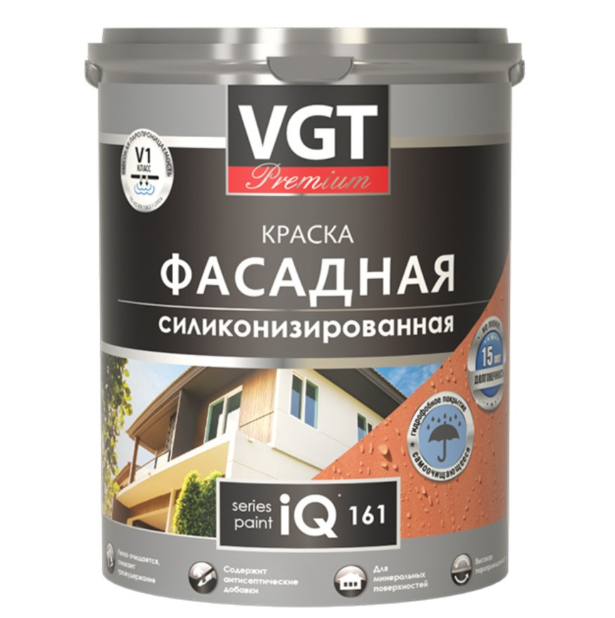 Краска фасадная VGT iQ161 база А силиконизированная 2 л/3,1 кг