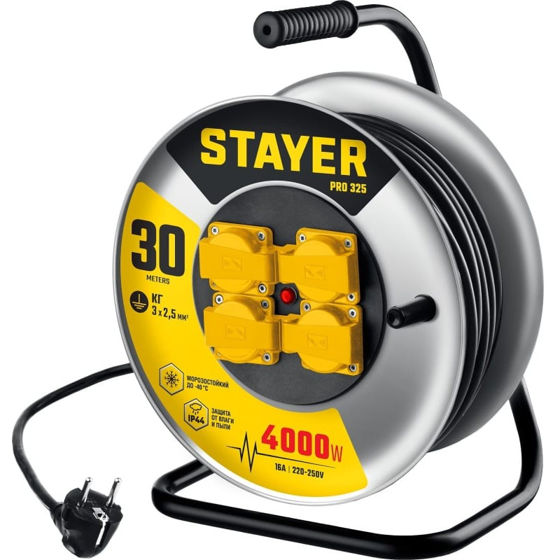 Удлинитель силовой Stayer Pro 325 55076-30_z01 на катушке 4000 Вт IP44 30 м