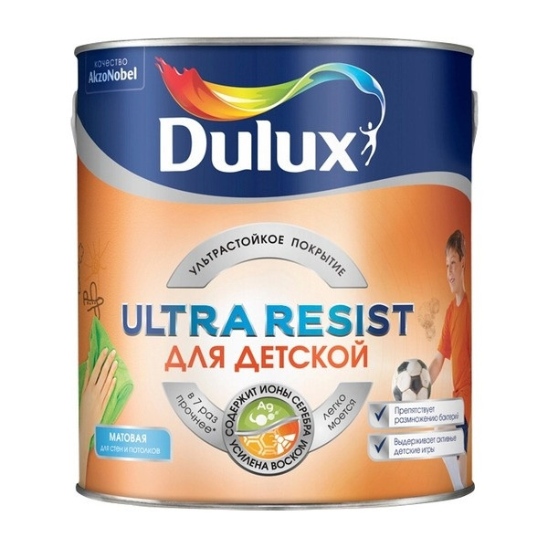 Краска Dulux Ultra Resist для детской матовая BW 5 л