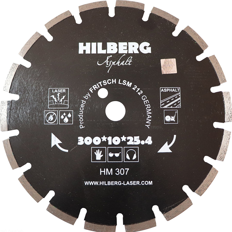 Диск алмазный Hilberg Asphalt Laser d 300 мм (сегментный, с защитным зубом)