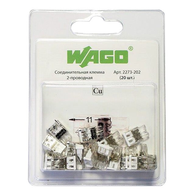соединительная клемма WAGO, 2-х проводная, 0,5-2,5 кв. мм, без контактной пасты, 6 шт