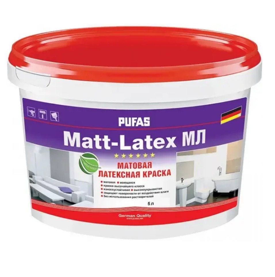 Краска моющаяся Pufas Matt-Latex МЛ  D морозостойкая 5 л/6,4 кг
