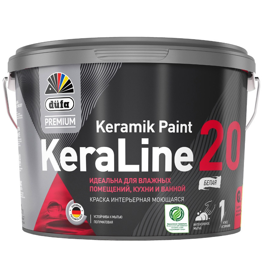 Краска для влажных помещений Dufa Premium KeraLine Keramik Paint 20 полуматовая прозрачная База 3 0,9 л