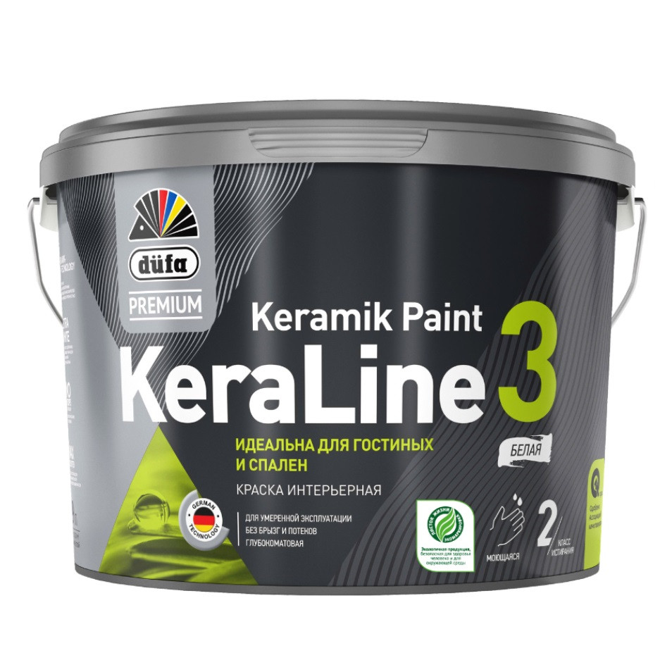 Краска для стен и потолков Dufa Premium KeraLine Keramik Paint 3 глубокоматовая прозрачная База 3 0,9 л