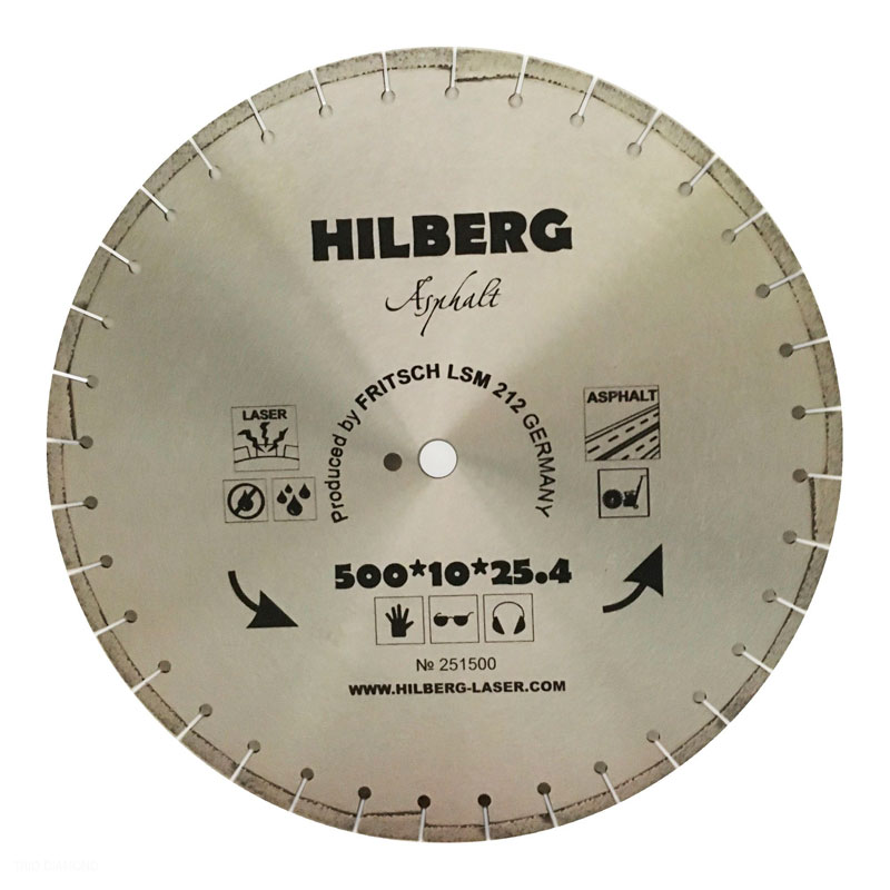 Диск алмазный Hilberg Asphalt Laser 500 мм (сегментный, с защитным зубом)