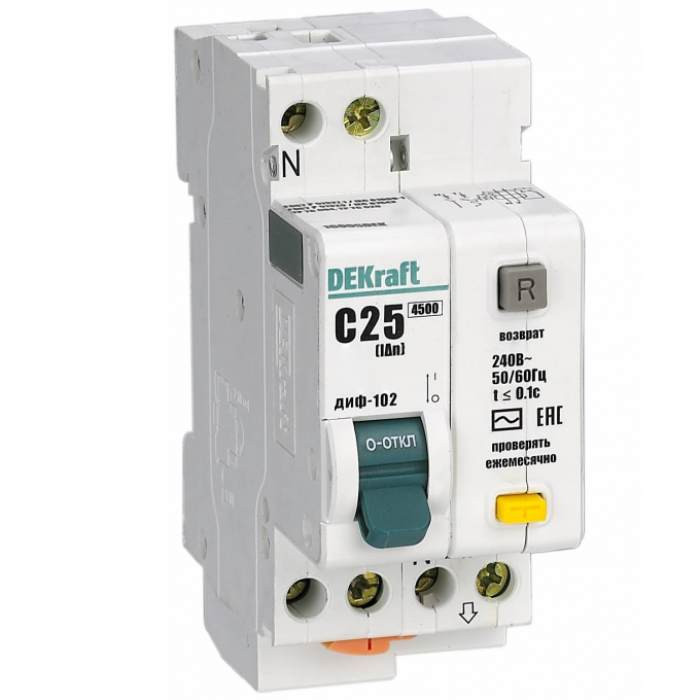 Выключатель автоматический дифференциального тока DEKraft ДИФ-102 16002DEK 10А 30мА 4.5кА