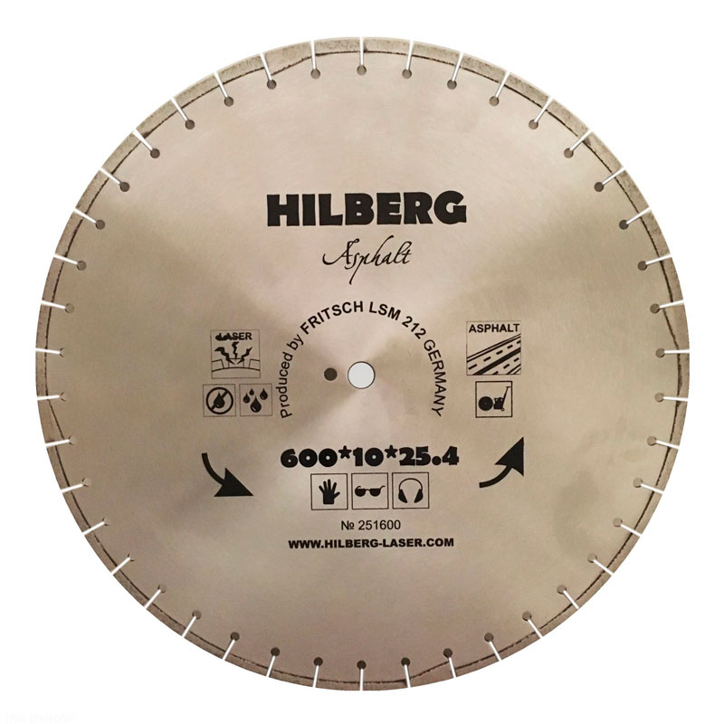 Диск алмазный Hilberg Asphalt Laser d 600 мм (сегментный, с защитным зубом)