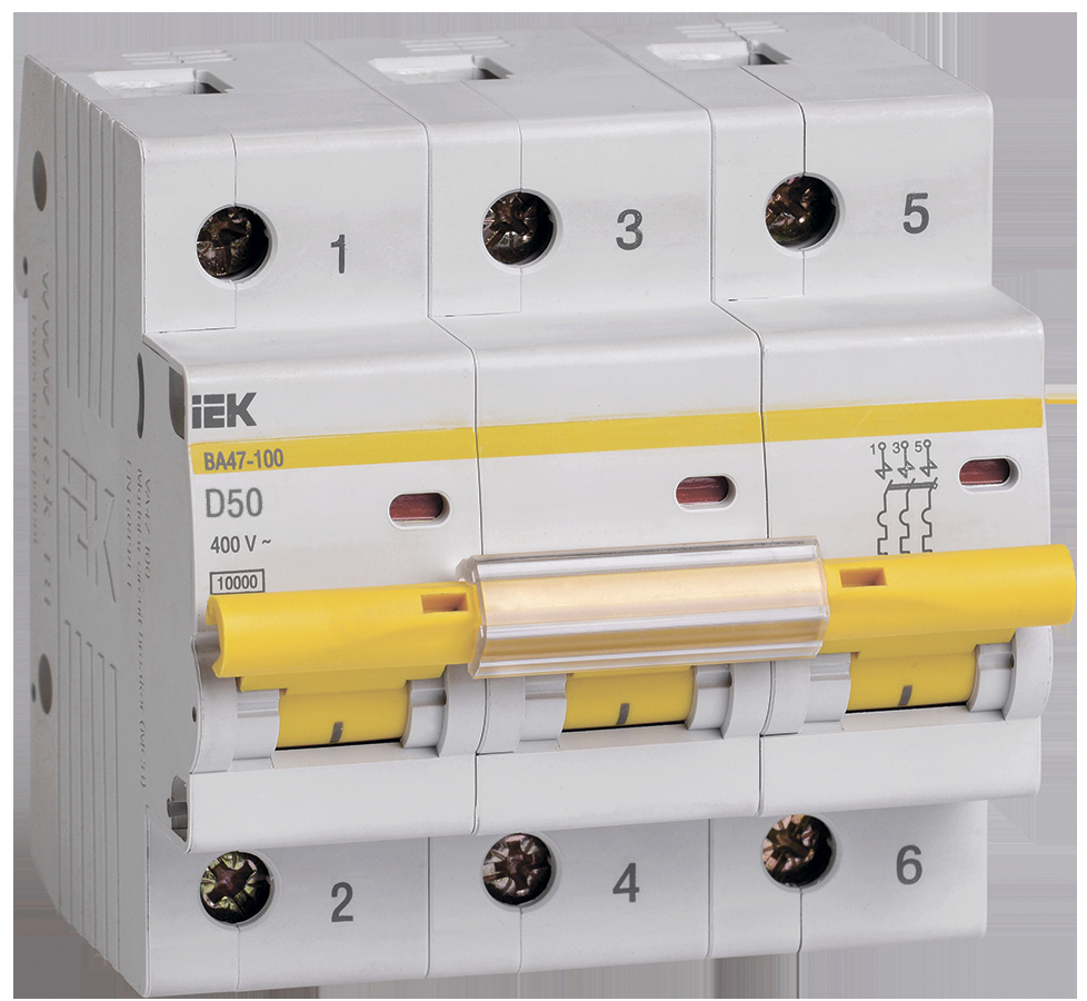 Автоматический выключатель IEK MVA40-3-050-D ВА47-100 3Р