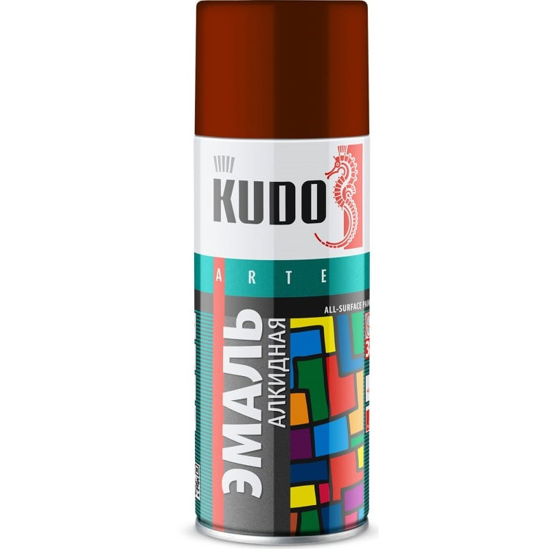 Эмаль аэрозольная универсальная Kudo KU-1024 красно-коричневая 520 мл