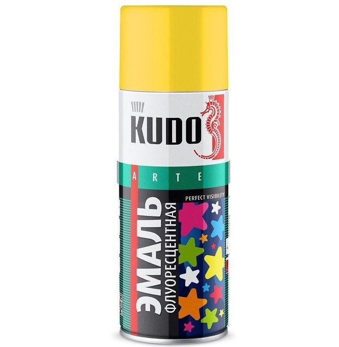 Эмаль аэрозольная флуоресцентная Kudo KU-1204 лимонно-желтая 520 мл