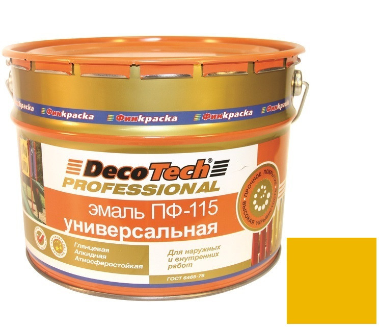 Эмаль DecoTech Professional ПФ-115 Ral 1023 желтая глянцевая 2,8 кг