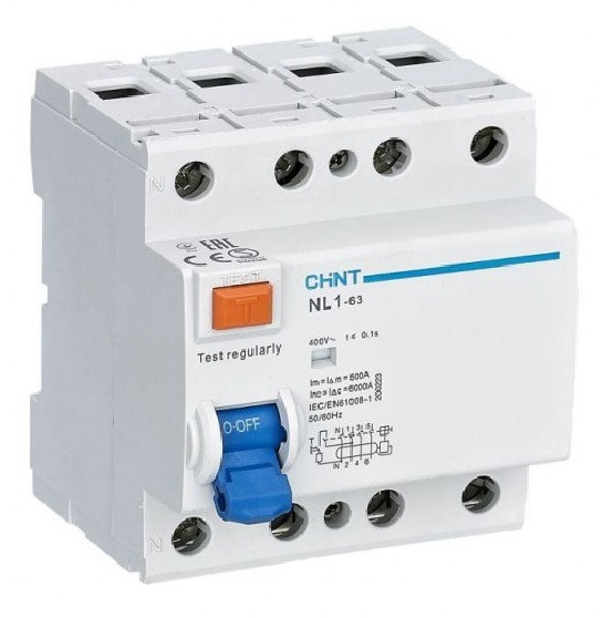 Автоматический выключатель дифференциального тока Chint NL1-63 200224 4п 40А 30мА тип AC 6кА