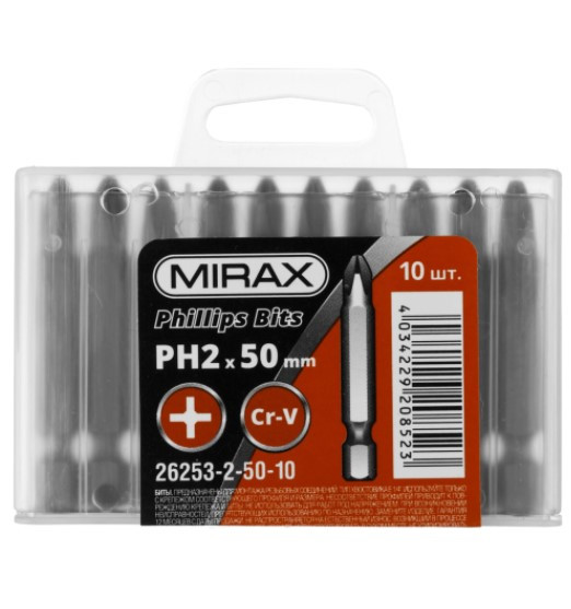 Бита Mirax 26253-2-50-10 PH2х50 мм 10 штук