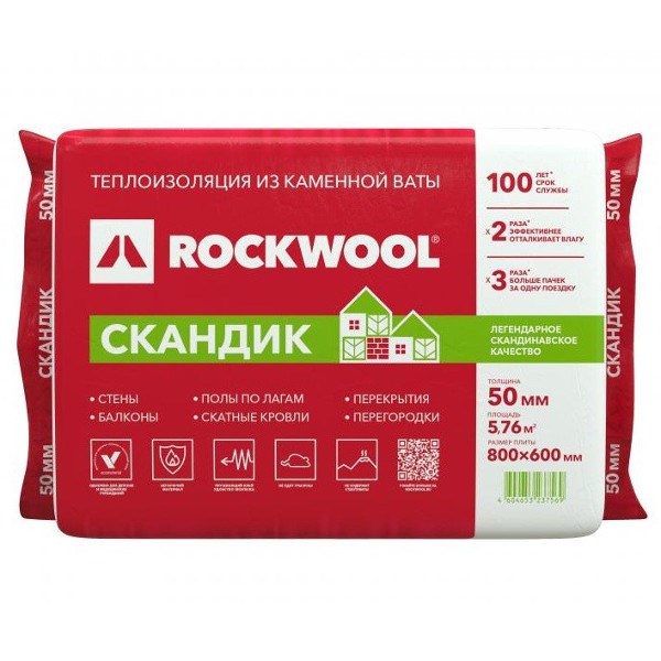 Базальтовая вата Rockwool Лайт Баттс Скандик 800х600х50 мм (12шт.уп./5,76м.кв./0,288м.куб.) DuUnHaaQjuhDu8SSGwP4-2 - фото 48197