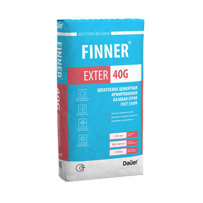 Dauer FINNER EXTER 40 G Шпатлевка цементная армированная базовая серая 25 кг Xi5leHzMhqpI2kannj2Zw1 - фото 50561